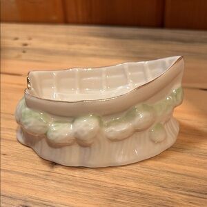 Belleek Decorative Trinket Dish with Gold Trim